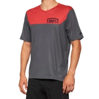 100% JERSEY 100% AIRMATIC SHORT SLEEVE CHARCOAL/RACER RED