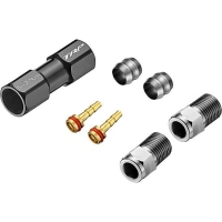 TRP TRP 5.0MM HOSE COUPLER WITH OLIVES (2), BARBS (2), AND COMPRESSION NUTS (2)